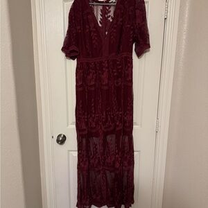 Elegant Burgundy Lace Dress